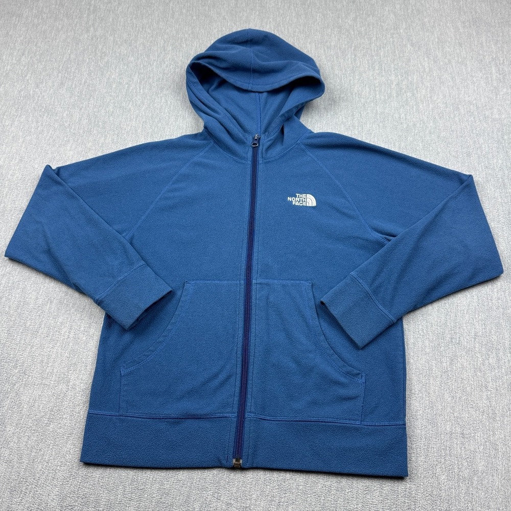 The North Face Jacket Boys Medium 10/12 Blue Fleece Hiking Full Zip Kids Outdoor